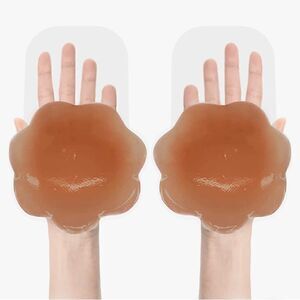 Set of 2 - Silicone nipple adhesive bra Breast lift bra - large brown -NEW